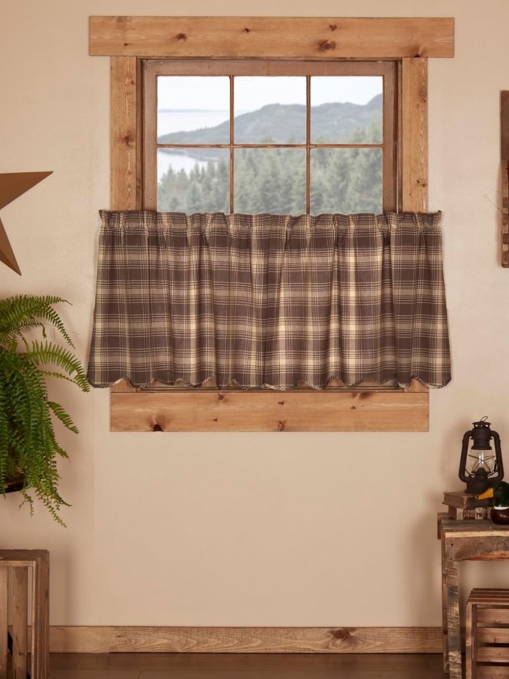VHC Brands Rustic & Lodge Dawson Star Brown Plaid Tiers.